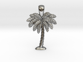 Palm Tree Pendant in Polished Silver