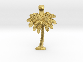 Palm Tree Pendant in Polished Brass