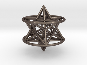 3d pentagram star in Polished Bronzed Silver Steel