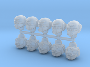 Imperial Soldier Heads Set 2 10x or 20x in Clear Ultra Fine Detail Plastic: Medium