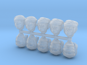 Imperial Soldier Heads With Desert Headgear 6 in Clear Ultra Fine Detail Plastic: Small