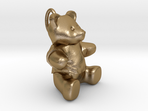 Teddy bear pendant  in Polished Gold Steel