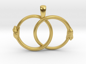 Vesica Pisces Twin Ouroboros Pendant in Polished Brass