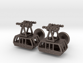 The New (2010) Roosevelt Island Tram Cuff-Links  in Polished Bronzed Silver Steel