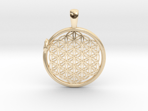 Flower of Life with Ouroboros Pendant in 14K Yellow Gold