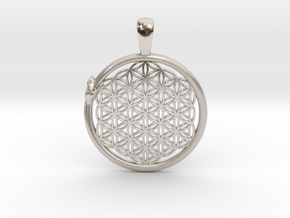 Flower of Life with Ouroboros Pendant in Platinum