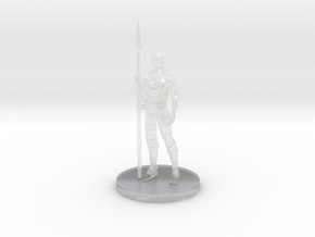 Human Female Fighter w Med Armor & Spear relaxed in Clear Ultra Fine Detail Plastic