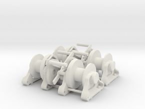 Winch (spur gear type), small tug, set of 4) in White Natural Versatile Plastic: 1:16