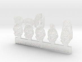 Lion Helms 01 - Mixed Sprue of 5  in Clear Ultra Fine Detail Plastic