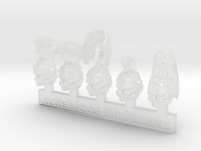 Lion Helms 09 - Mixed Sprue of 5 in Clear Ultra Fine Detail Plastic