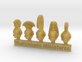 Crested Helms 01 - Mixed Sprue of 5 in Tan Fine Detail Plastic