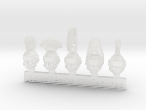 Crested Helms 03 - Mixed Sprue of 5 in Clear Ultra Fine Detail Plastic