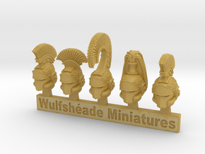 Crested Helms 04 - Mixed Sprue of 5 in Tan Fine Detail Plastic