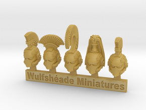 Crested Helms 06 - Mixed Sprue of 5 in Tan Fine Detail Plastic
