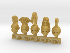 Crested Helms 07 - Mixed Sprue of 5 in Tan Fine Detail Plastic