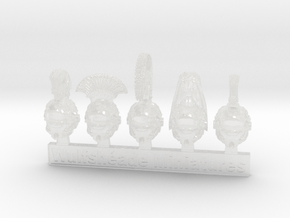Crested Helms 08 - Mixed Sprue of 5 in Clear Ultra Fine Detail Plastic