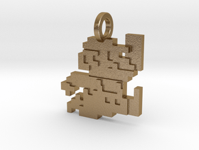 Mario 8-bit Pendant in Polished Gold Steel