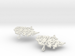 Pair of Leaflet Earings in White Natural Versatile Plastic