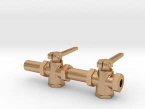 1.6" scale 3/4 pipe plug  valve cross handle 2 pc  in Natural Bronze