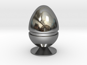 Two part hollow egg shell with foot in Fine Detail Polished Silver