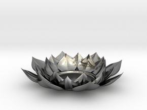 Lotus Flower Tea Light Holder in Fine Detail Polished Silver