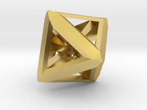 D8 dice with triangle faces in Polished Brass