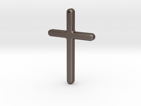 Simple Cross in Polished Bronzed Silver Steel