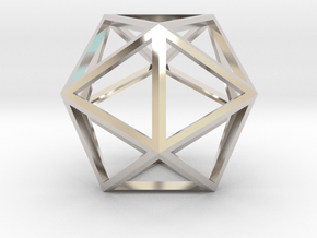 Icosahedron in Rhodium Plated Brass