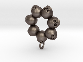 Seven Skull pendant in Polished Bronzed Silver Steel