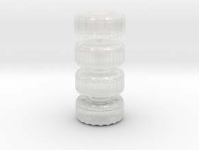 Wheel x4, 28mm, 1/35, in Clear Ultra Fine Detail Plastic: Medium