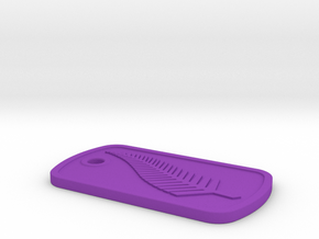 Dog Tag with embosed NZ Fern Leaf in Purple Processed Versatile Plastic