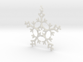 Snow Flake 5 Points - w Loopet - 7cm in White Natural Versatile Plastic