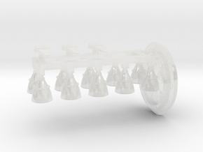 Falcon 9 v1.1 Engines and stage clamps in Clear Ultra Fine Detail Plastic: 1:144