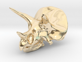 Triceratops Skull - Pendant/Key Fob in 14K Yellow Gold