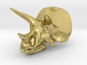 Triceratops Skull - Pendant/Key Fob in Natural Brass