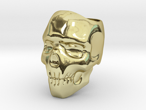 Biker Skull Ring Aprox Size 11 in 18k Gold Plated Brass