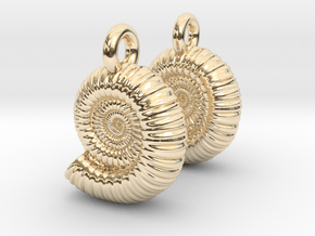 Ammonite Earings (pair) in 14K Yellow Gold