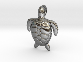 Turtle in Fine Detail Polished Silver