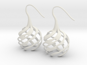 Water Swirl earrings (2nd edition) in White Natural Versatile Plastic