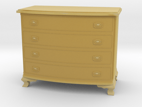 1:48 Miniature Mahogany Bow Front Chest Drawers in Tan Fine Detail Plastic