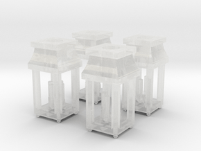 1:48 Miniature Pagoda Lanterns - 4x in Clear Ultra Fine Detail Plastic