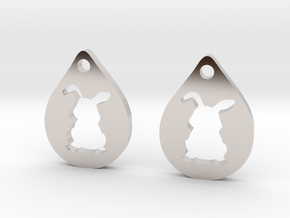 bunny_earrings in Rhodium Plated Brass