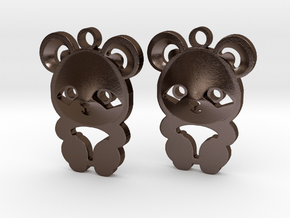 baby panda earrings in Polished Bronze Steel