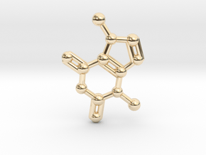 Theobromine (Chocolate) Molecule Necklace / Keycha in 14K Yellow Gold