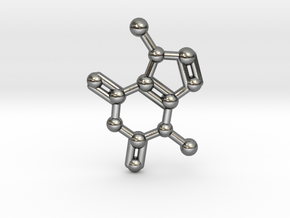 Theobromine (Chocolate) Molecule Necklace / Keycha in Polished Silver