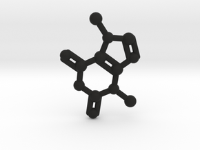 Theobromine (Chocolate) Molecule Necklace / Keycha in Black Natural Versatile Plastic
