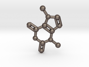 Theobromine (Chocolate) Molecule Necklace / Keycha in Polished Bronzed Silver Steel