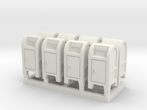 (8) N-Scale Postboxes Mailboxes in White Natural Versatile Plastic