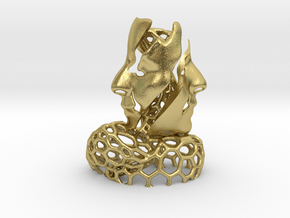 Two Faces in a Voronoi Tree (2nd Edition) in Natural Brass