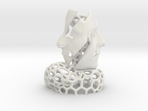 Two Faces in a Voronoi Tree (2nd Edition) in White Natural Versatile Plastic